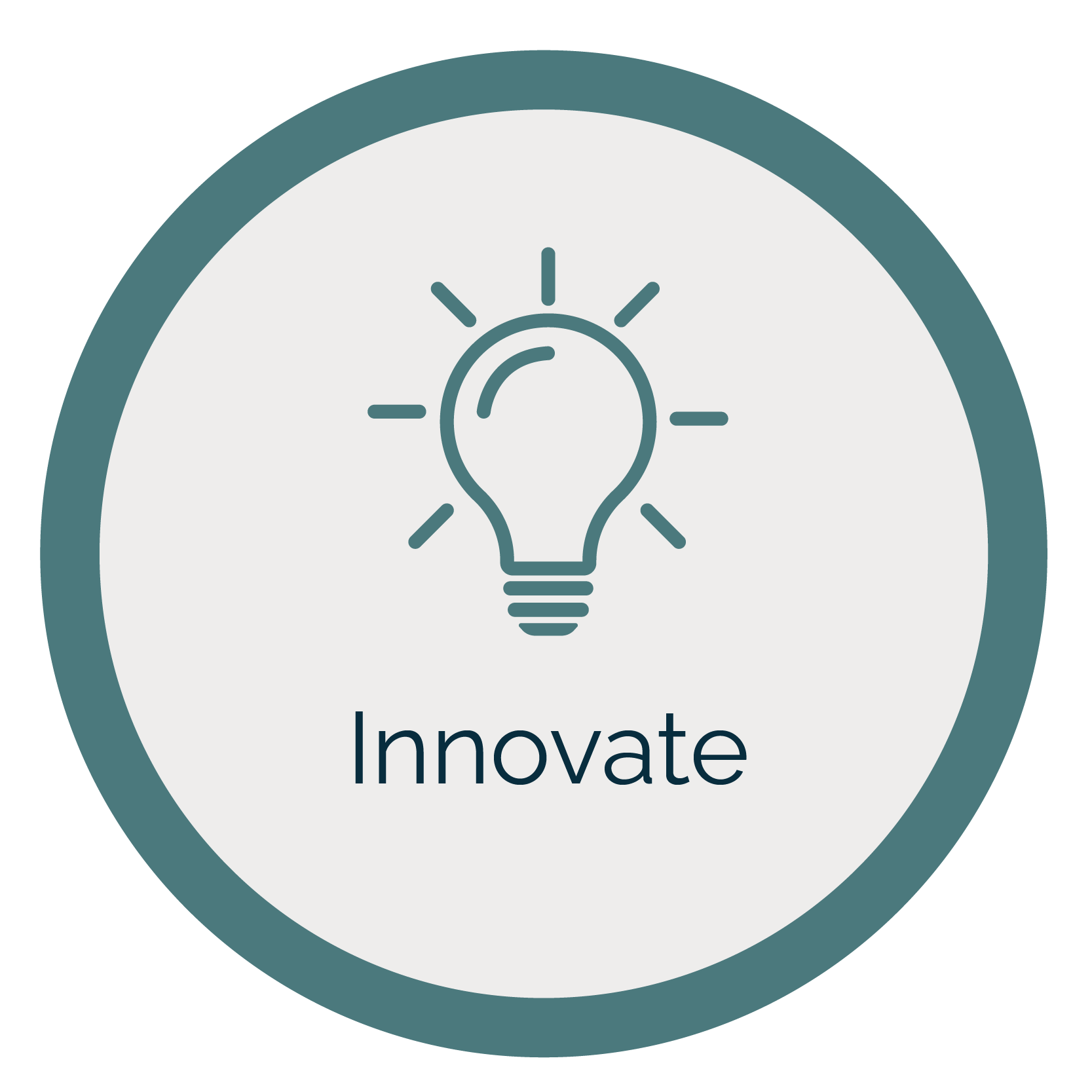 Innovate text with lightbulb icon